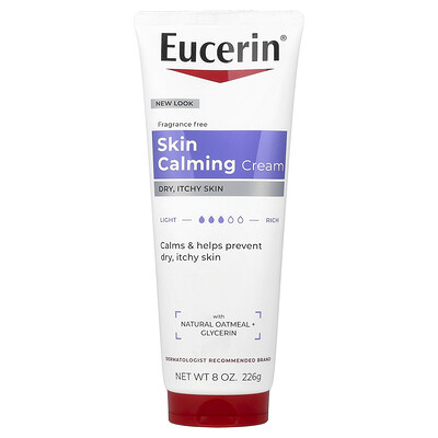 Eucerin, Crema calmante para la piel, Piel seca y con comezón, Sin fragancia, 226 g (8 oz)