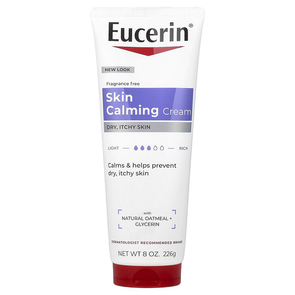 Eucerin Skin Calming Cream, Dry, Itchy Skin, Fragrance Free, 8 oz (226 g)