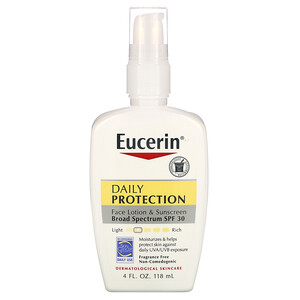Отзывы о Юцерин, Daily Protection Moisturizing Face Lotion, Sunscreen SPF 30, Fragrance Free, 4 fl oz (118 ml)