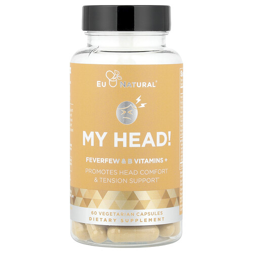 Eu Natural, My Head!, Feverfew & B Vitamins +, Mutterkraut und B-Vitamine +, 60 pflanzliche Kapseln
