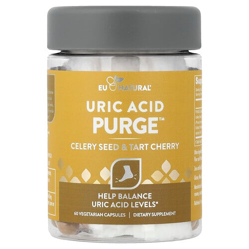 Eu Natural Uric Acid Purge™, Celery Seed & Tart Cherry, 60 Vegetarian Capsules