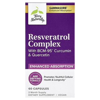 Terry Naturally, BCM-95® Kurkumin ve Quercetin ile Resveratrol Kompleksi, 60 Kapsül