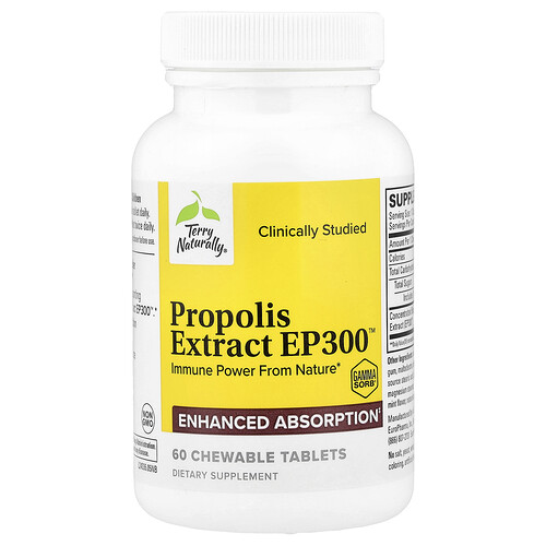 Terry Naturally, Propolis Extract EP300™, 60 Chewable Tablets (100 mg per Tablet)