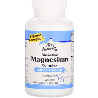 Terry Naturally, BioActive Magnesium Complex with P-5-P and Zinc, 120 Capsules