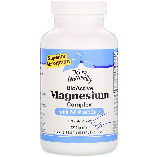 Terry Naturally‏, BioActive Magnesium Complex with P-5-P and Zinc, 120 Capsules
