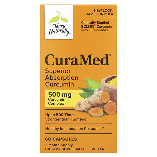 Terry Naturally CuraMed, Superior Absorption Curcumin, 500 mg, 60 Capsules