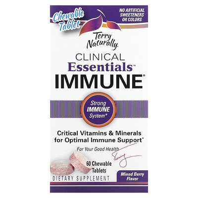 

Terry Naturally Clinical Essentials Immune, ягодное ассорти, 60 жевательных таблеток