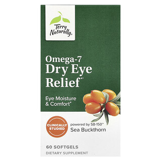 Terry Naturally, Oméga-7, Soulagement des yeux secs, 60 capsules à enveloppe molle