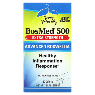 

Terry Naturally BosMed 500, усиленного действия, босвеллия повышенной эффективности, 500 мг, 60 мягких таблеток