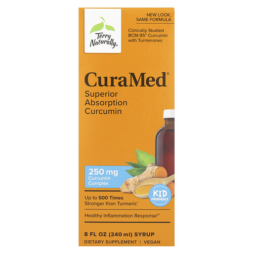 Terry Naturally CuraMed Syrup, Superior Absorption Curcumin, 250 mg, 8 fl oz (240 ml)