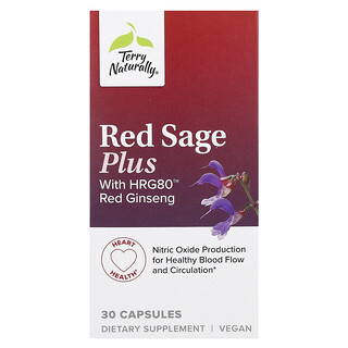 Terry Naturally, Rode Salie Plus met HRG80 Rode Ginseng, 30 Capsules