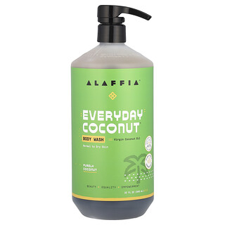 Alaffia‏, Everyday Coconut، جل استحمام، للبشرة العادية والجافة، جوز الهند النقي، 32 أونصة سائلة (950 مل)