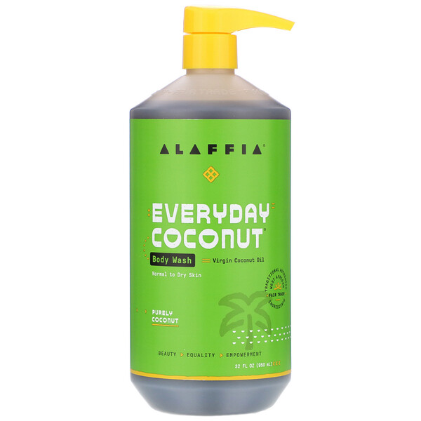Alaffia, Everyday Coconut（エブリデイココナッツ）、ボディウォッシュ、普通肌～乾燥肌、ピュアリーココナッツ、950ml（32液量オンス）