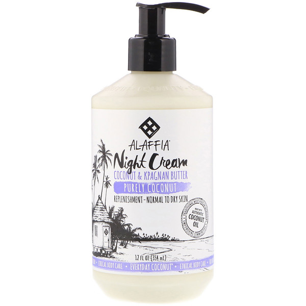 Alaffia, Night Cream, Purely Coconut, 12 fl oz (354 ml)