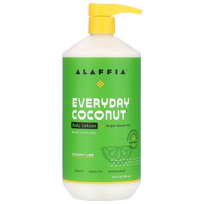 Alaffia Everyday Coconut, Body Lotion, Normal to Dry Skin, Coconut Lime, 32 fl oz (950 ml)
