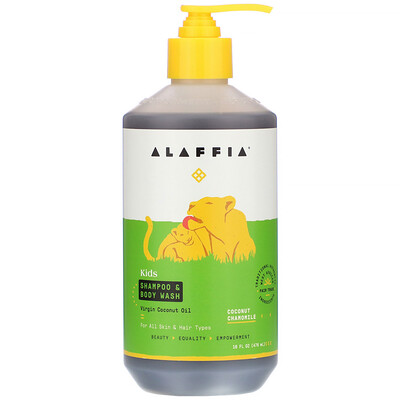 Alaffia Everyday Coconut, шампунь и гель для душа, подходит для младенцев и детей постарше, кокос и ромашка, 475 мл (16 жидк. унций)