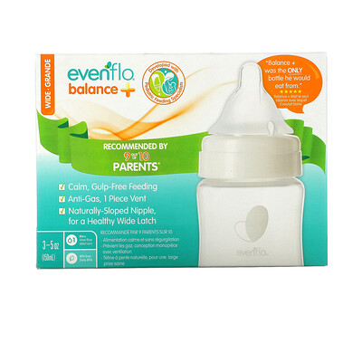 Купить Evenflo Feeding Balance +, широкие, для детей от 0 месяцев, медленно, 3 флакона по 150 мл (5 унций)