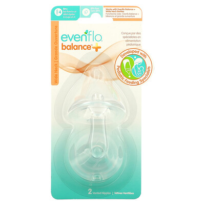 Evenflo Feeding Balance +, широкая горловина, от 8 месяцев, 2 вентилируемых соска