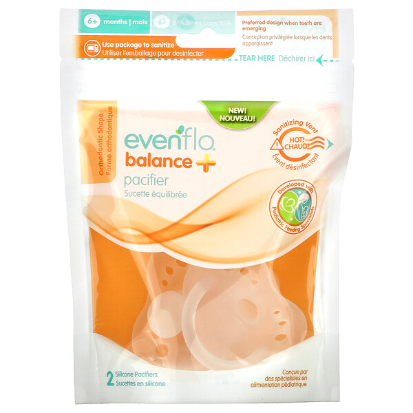 Evenflo Feeding, Balance + соска, от 6 месяцев, 2 силиконовые пустышки