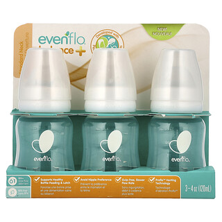 Evenflo Feeding, Balance +, стандартные, для детей от 0 месяцев, с медленным потоком, 3 флакона по 120 мл (4 унции)