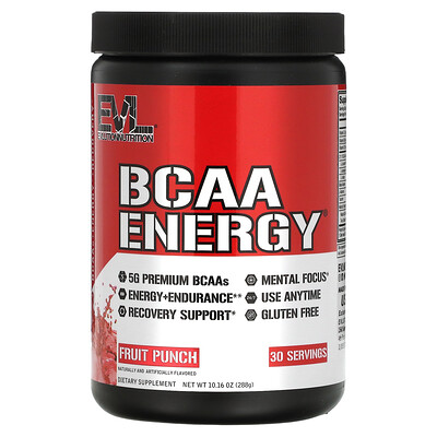 

EVLution Nutrition BCAA Energy, смесь для приготовления энергетических напитков, фруктовый пунш, 288 г (10,16 унции)