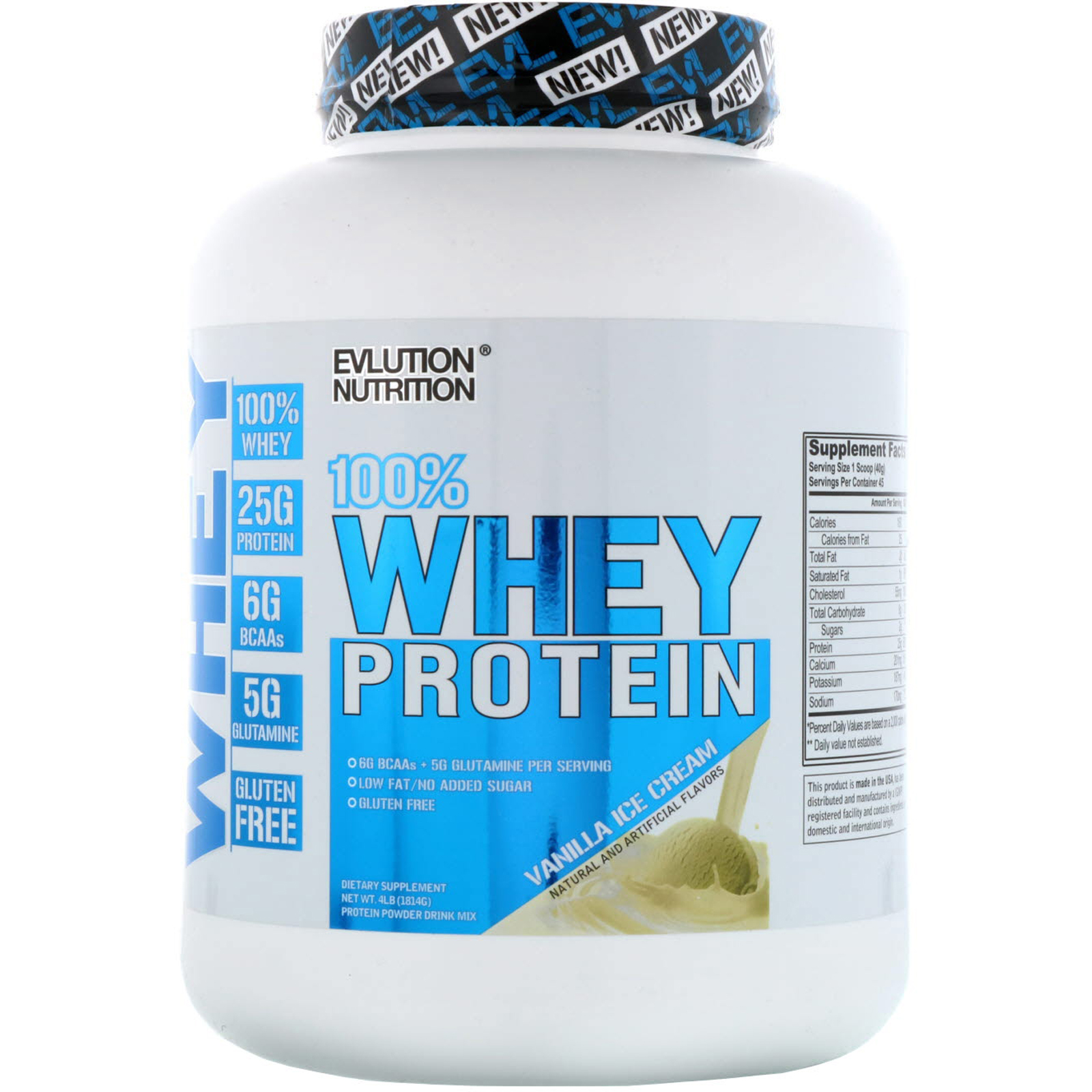 Evlution Nutrition 100 Whey Protein Vanilla Ice Cream 4 Lb