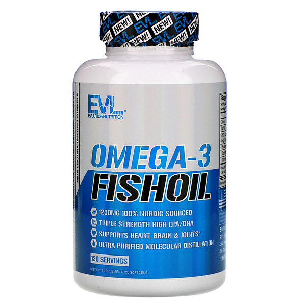 EVLution Nutrition, Omega-3 Fish Oil, 120 Softgels