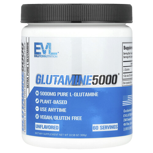 EVLution Nutrition, Glutamin5000, geschmacksneutral, 5.000 mg, 300 g (10,58 oz.)