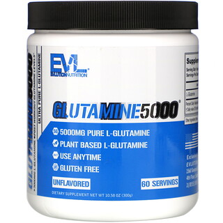 EVLution Nutrition, Glutamine5000（グルタミン5000）、無香料、5,000mg、300g（10.58オンス）