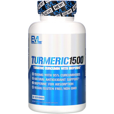 EVLution Nutrition Turmeric1500, 90 веганских капсул