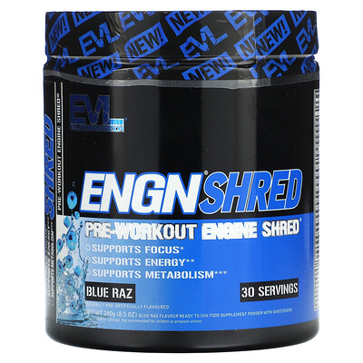 

EVLution Nutrition ENGN Shred, предтренировочный клочок, синяя ветвь, 240 г (8,5 унции)