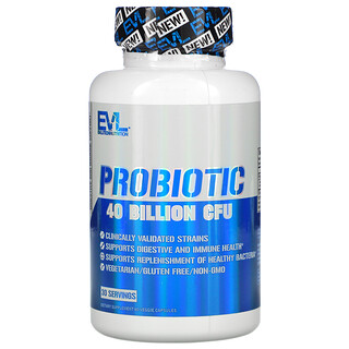 EVLution Nutrition, Пробиотик, 40 млрд КОЕ, 60 растительных капсул