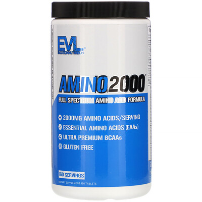 EVLution Nutrition Amino2000, Full Spectrum Amino Acid Formula, 480 Tablets
