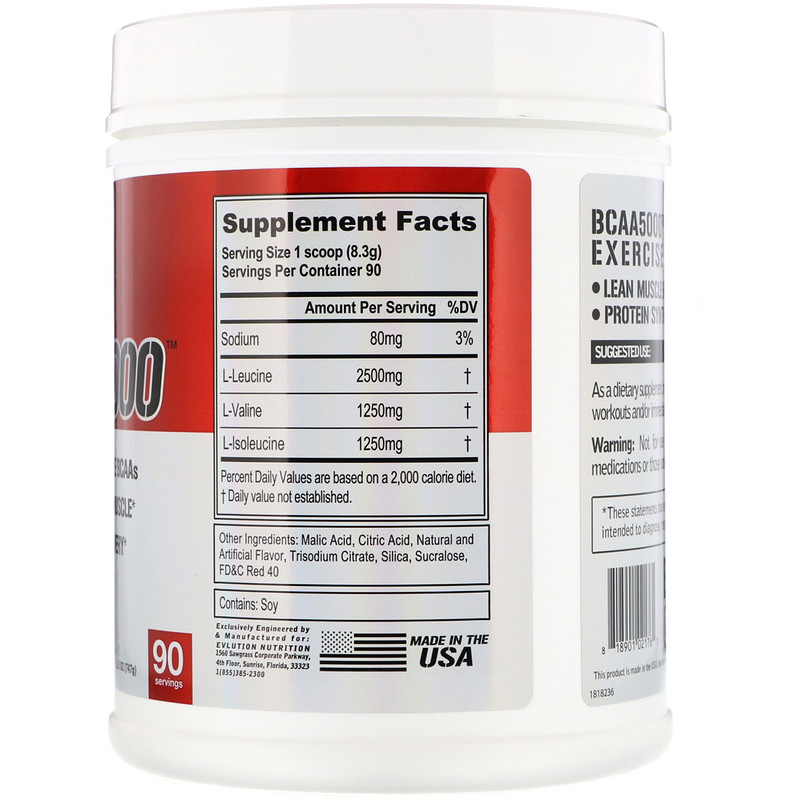 EVLution Nutrition, Ultra Premium BCAA 5000, Cherry Limeade, 26.3 oz