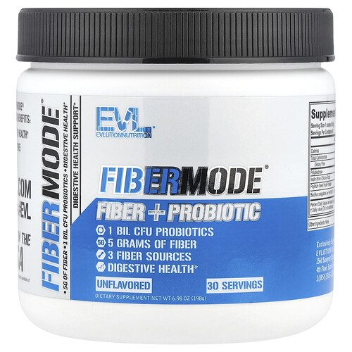 Evlution Nutrition FiberMode®, Fiber + Probiotic, Unflavored, 6.98 oz (198 g)
