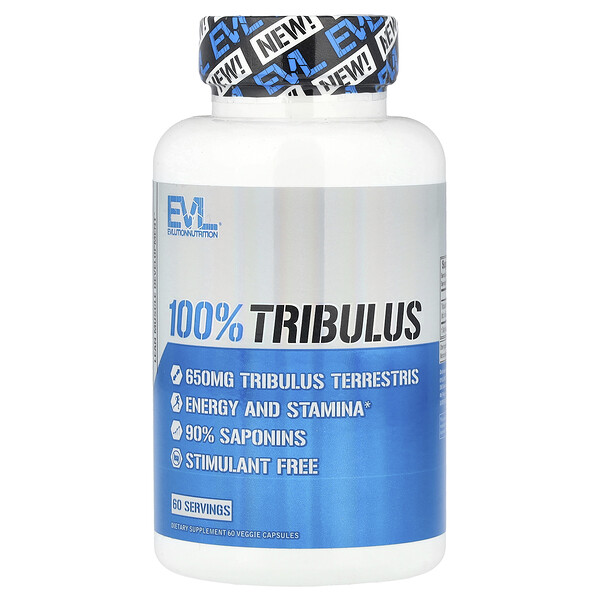 EVLution Nutrition 100% Tribulus, 650 mg, 60 Veggie Capsules
