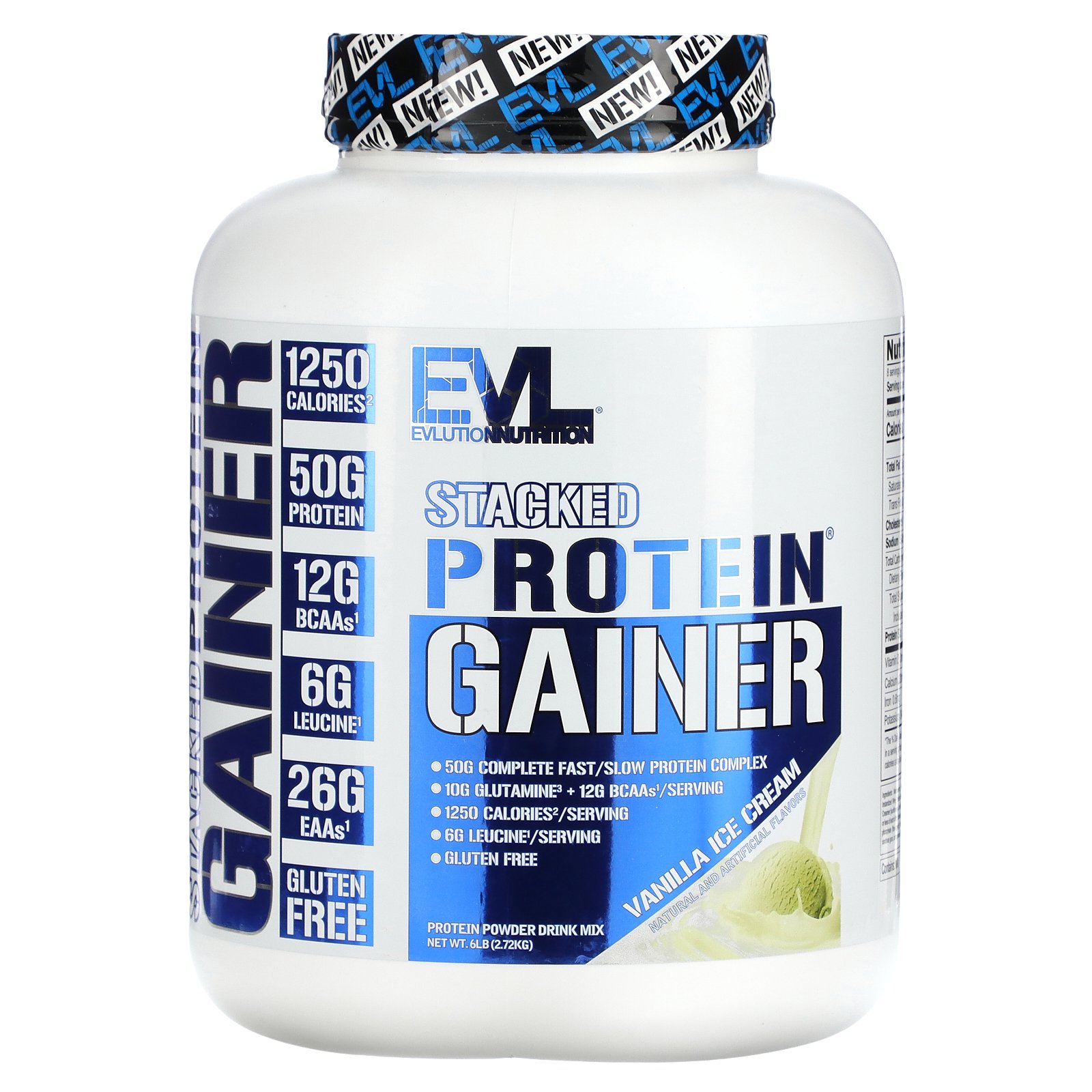 EVLution Nutrition Stacked Protein Gainer Vanilla Ice Cream 6 Lbs 2