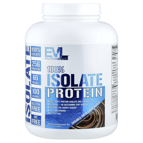 EVLution Nutrition, 100 % de proteína aislada, Chocolate doblemente enriquecido, 2,268 kg (5 lb)