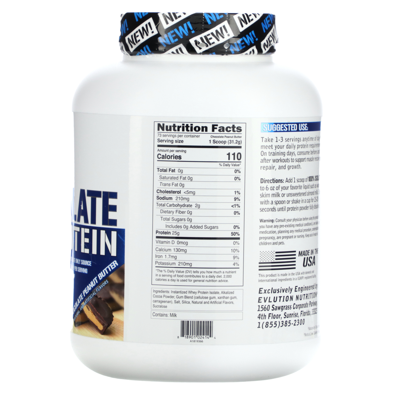 Evlution Nutrition 100 Isolate Protein Chocolate Peanut Butter 5 Lb 2268 Kg 9923