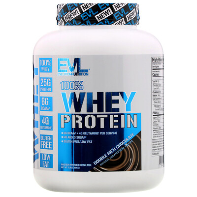 EVLution Nutrition 100% сывороточного протеина, двойной шоколад, 2,268 кг (5 фунтов)