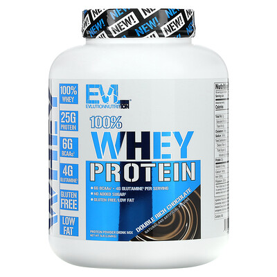 

EVLution Nutrition, 100% Whey Protein, Double Rich Chocolate, 5lb (2.268 kg)