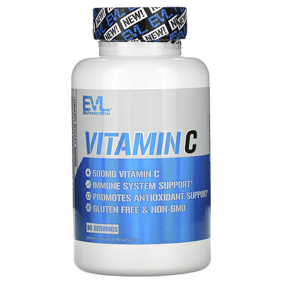 EVLution Nutrition Vitamin C, 500 mg, 90 Capsules
