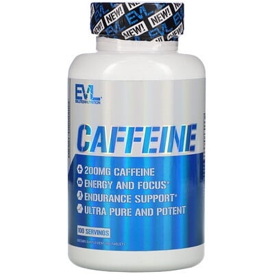 EVLution Nutrition Caffeine, 200 mg, 100 Tablets