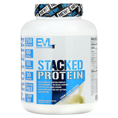 

EVLution Nutrition Stacked Protein, ванильное мороженое, 2268 кг (5 фунтов)