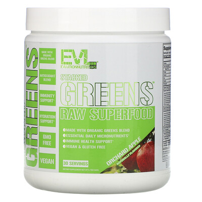 EVLution Nutrition Stacked Greens Raw Superfood, Orchard Apple, 5.7 oz (162 g)