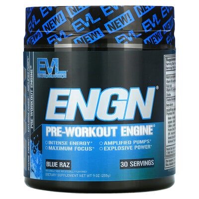 EVLution Nutrition ENGN Pre-workout Engine, Blue Raz Flavor, 9 oz (255 g)
