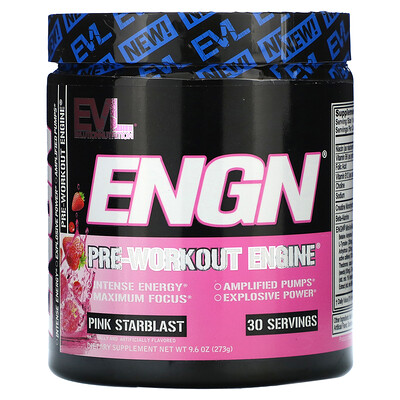 

EVLution Nutrition ENGN, Pre-Workout Engine, Pink Starblast, 273 г (9,6 унции)