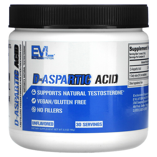 Evlution Nutrition D-Aspartic Acid, Unflavored, 3.3 oz (94 g)