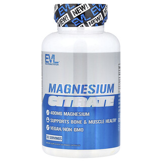 EVLution Nutrition, Magnesiumcitraat, 60 plantaardige capsules (200 mg per capsule)