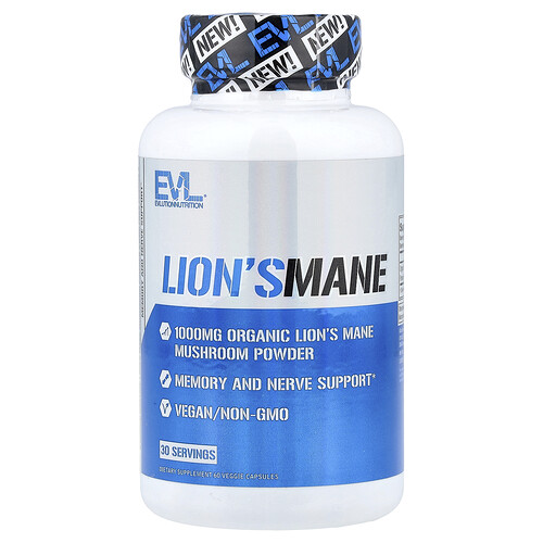 EVL ニュートリション EVLution Nutrition, ヤマブシタケ、ベジカプセル60粒（1粒あたり500mg）